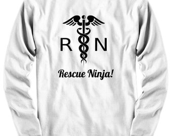 Long Sleeve T-Shirt for Nurses Registered Nurse, Nursing School, with Caduceus, T Shirt for your favorite RN
