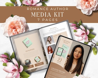 Romance Author Press Kit Template | Author Media Kit | Neutral Author Branding | 7 Page Book Media Kit | Writer Press Kit Canva | CELE14