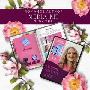 Author Media Kit Template | Romance Author Canva Templates | 7 Page Writer Media Kit Template | Book Release Publicity Press Kit | LILA12