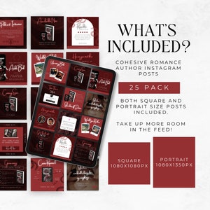 Instagram Templates For Romance Authors | Author Canva Template | Editable IG Posts For Writers | Red | Social Media | Dark Romance | SCAR01 image 2