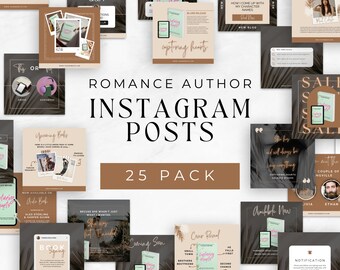Instagram-sjablonen voor romantische auteurs | Instagram Canva-sjabloon Aards | Berichten voor schrijvers | Boho sociale media | Boekmarketing | CELE01