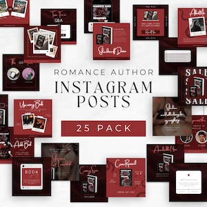 Instagram Templates For Romance Authors | Author Canva Template | Editable IG Posts For Writers | Red | Social Media | Dark Romance | SCAR01 image 1