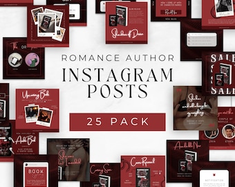 Modelli Instagram per autori di romanzi / Modello Canva d'autore / Post IG modificabili per scrittori / Rosso / Social Media / Dark Romance / SCAR01