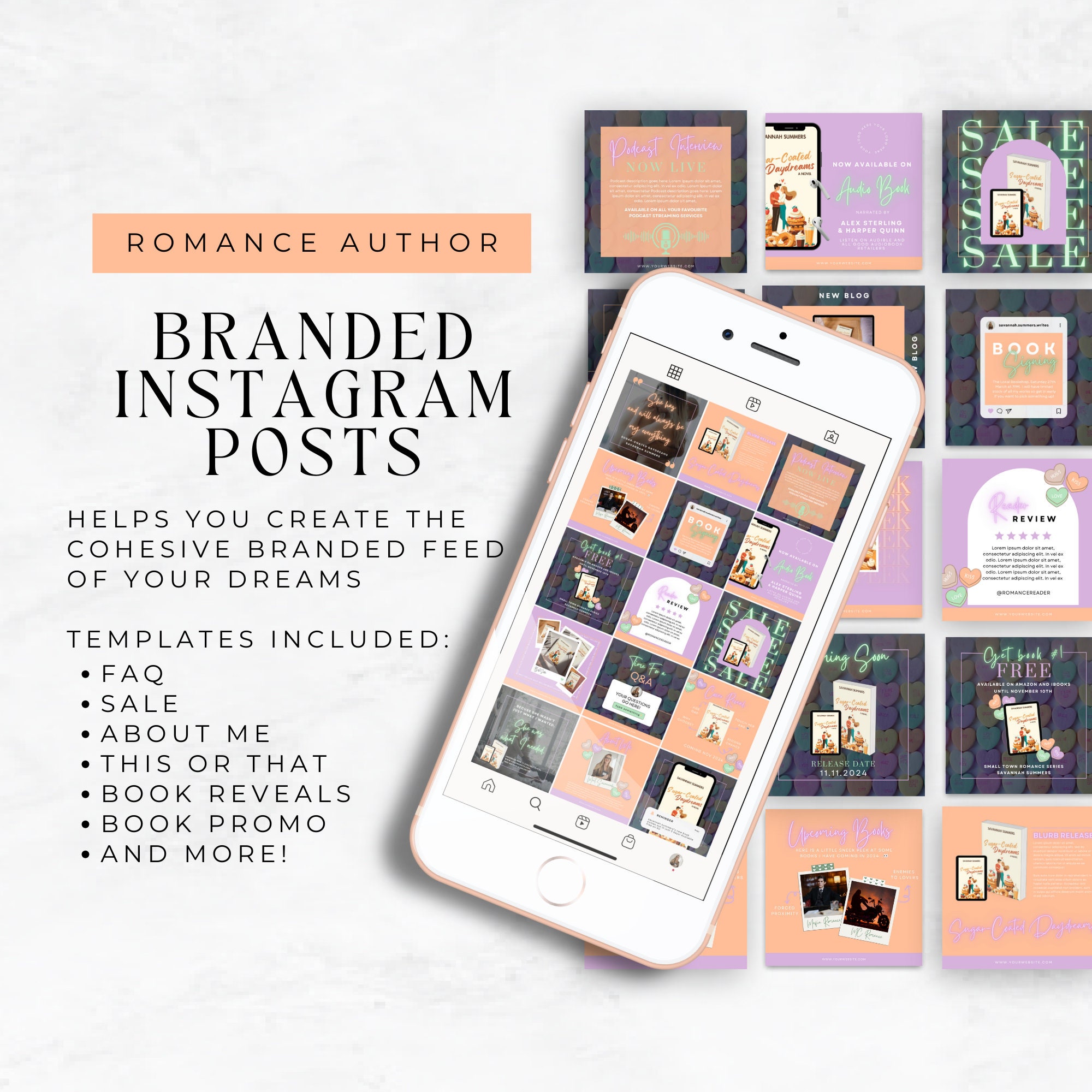 Romance Author Canva Template | 25 Instagram Posts for Romance Writers ...