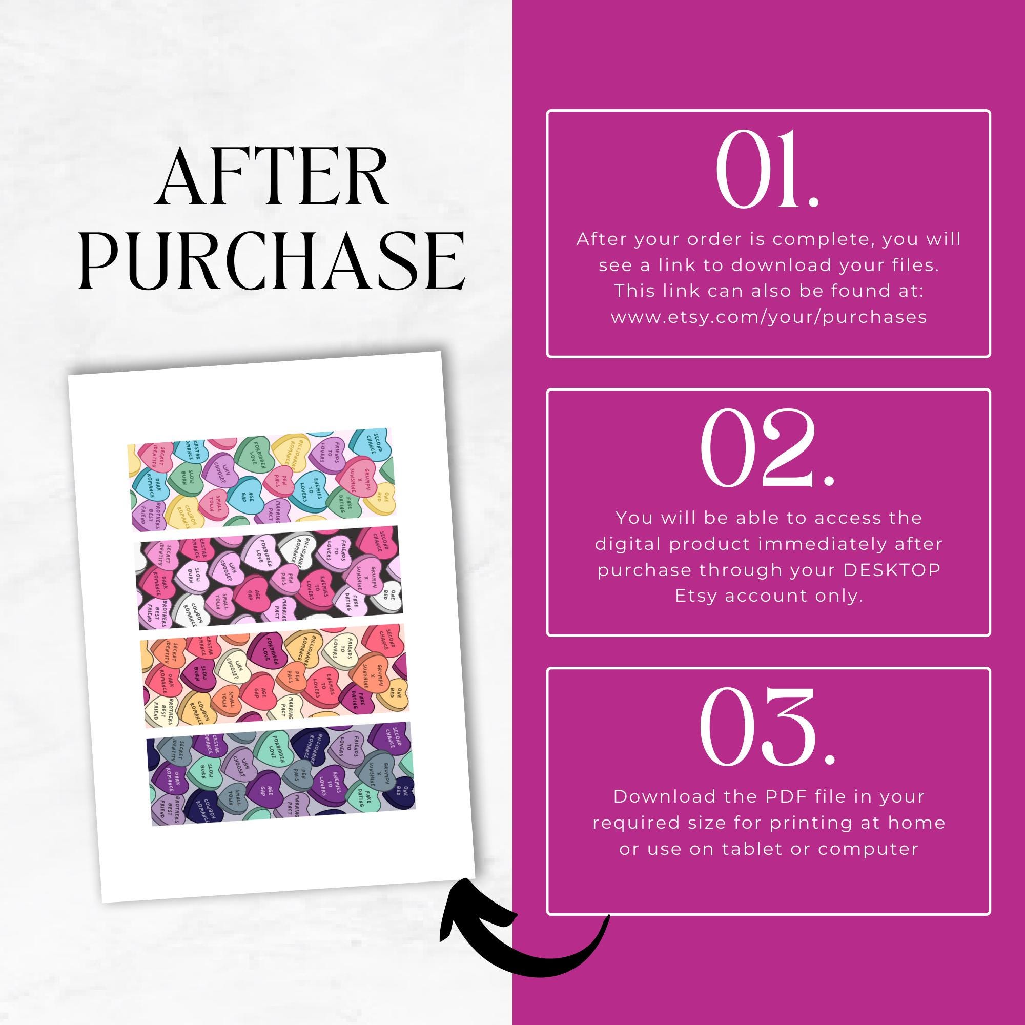 Candy Heart Design Printable Bookmarks | Romance Tropes | Bookish ...