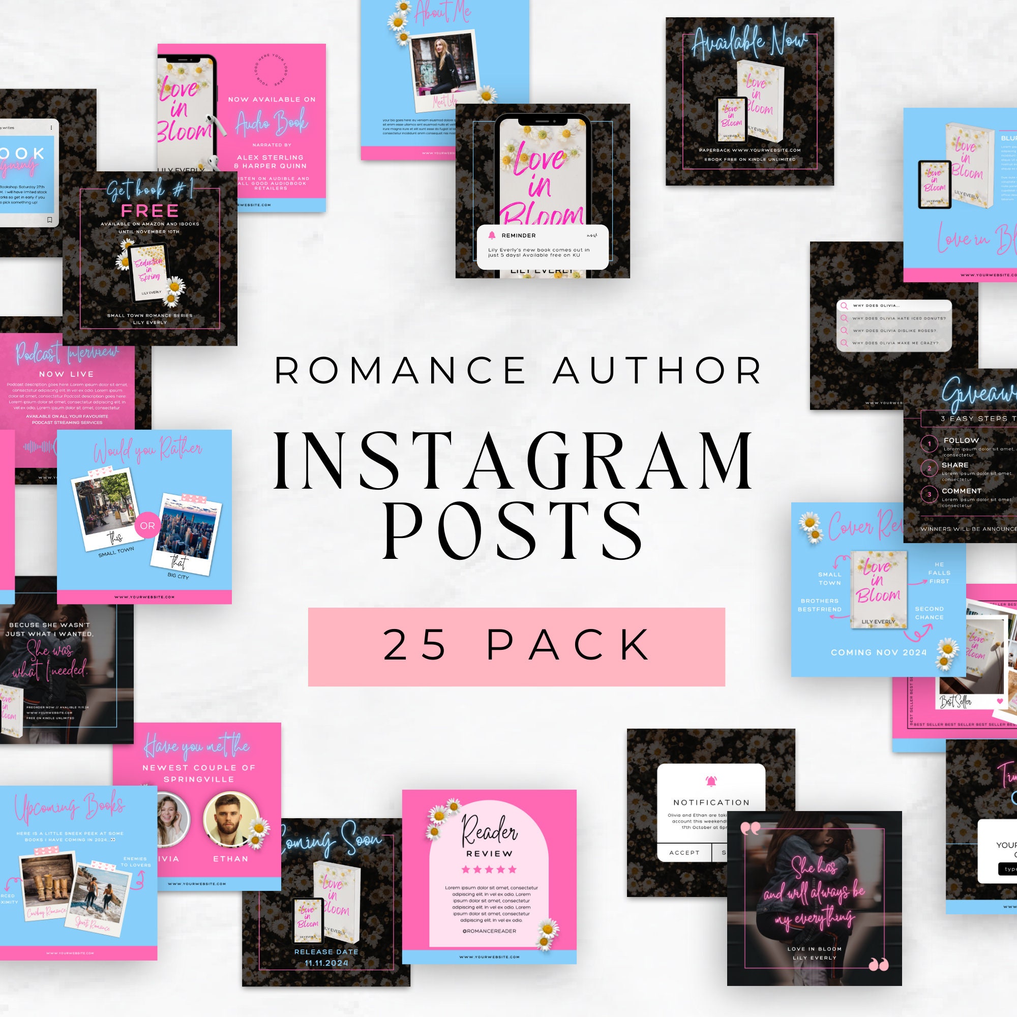 Instagram Templates for Romance Authors | Canva Template | Editable ...