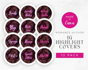 Romance Author Branding | Bookstagram Highlight Cover | IG Canva Template | Social Media | Writer Brand Template | Book Marketing | LILY02