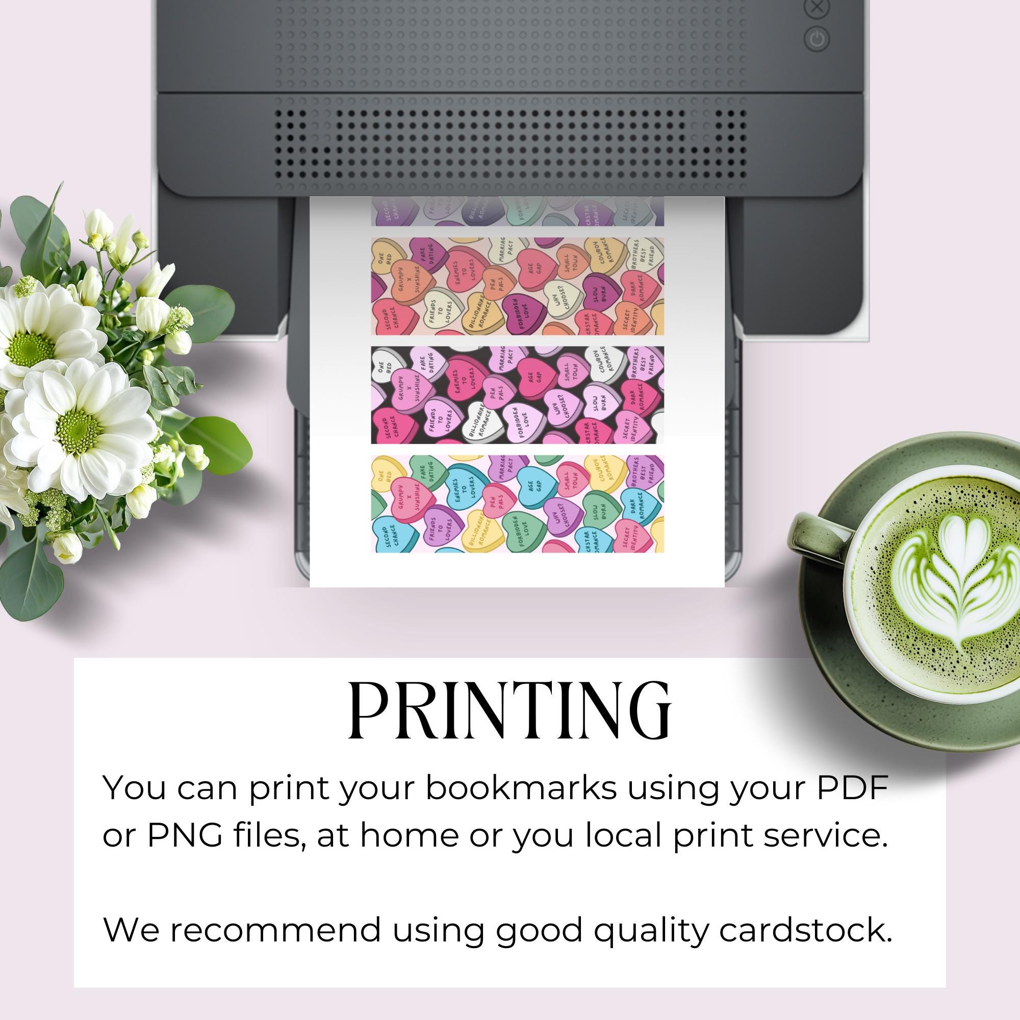 Candy Heart Design Printable Bookmarks | Romance Tropes | Bookish ...