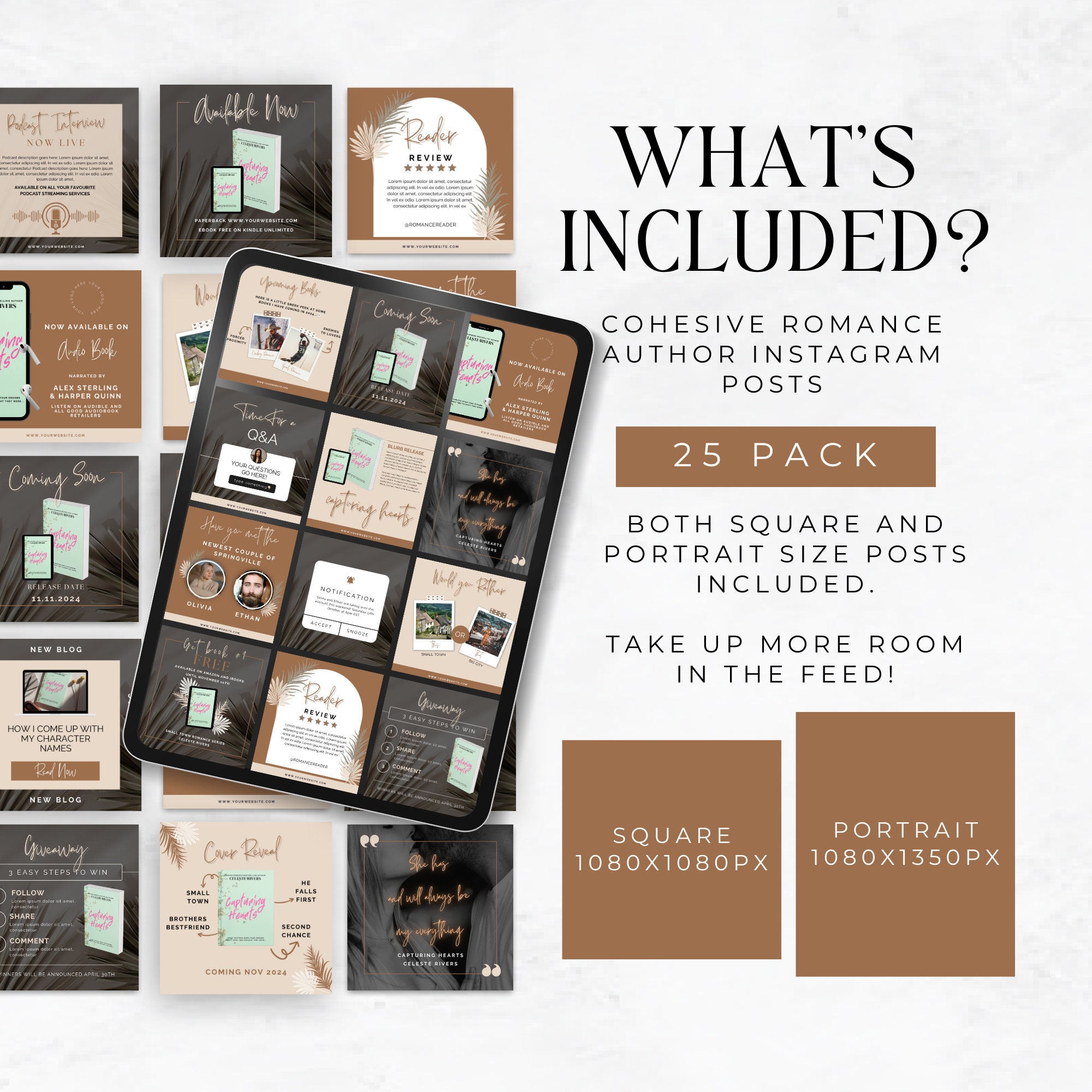 Instagram Templates for Romance Authors Instagram Canva Template Earthy ...