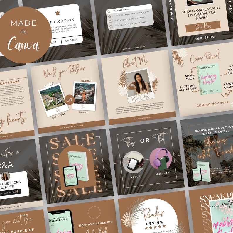 Instagram Templates for Romance Authors | Instagram Canva Template ...