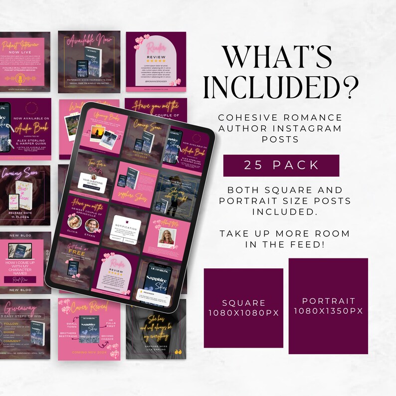 Instagram Templates For Romance Authors | Author Canva Template | Editable IG Posts For Writers | Social Media | Book Marketing | LILA01 image 5