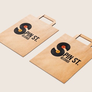 Spin St Records Logo Design Printable Download, Simple Logo, Small Business Logo, Sticker Design