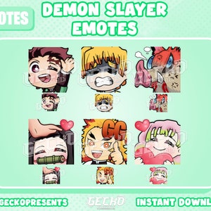6 Demon Slayer Emotes | Static | Twitch Emote, Discord Emote