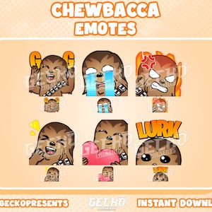 6 Chewbacca Emotes | Static | Twitch Emotes, Discord Emotes