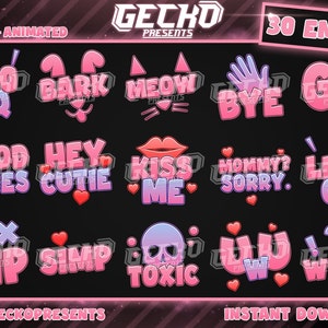 30 Cute Text Emotes | Static + Animated | Twitch Emotes, Discord Emotes