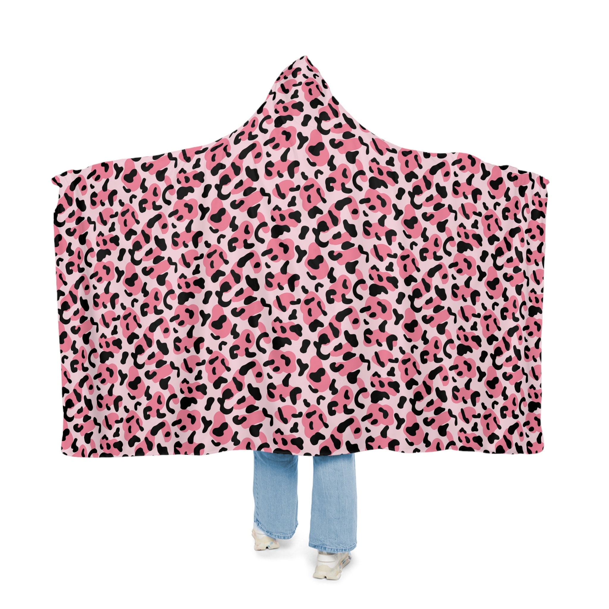 Discover Pink/Black Leopard Print Hooded Blanket | Cozy Home Wear