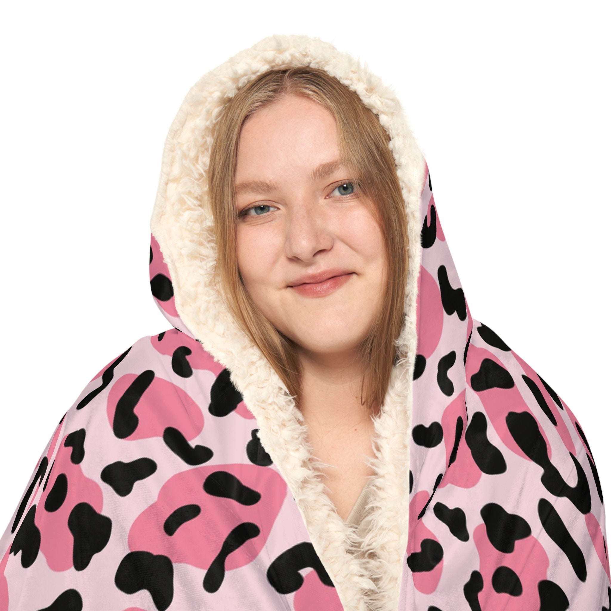 Discover Pink/Black Leopard Print Hooded Blanket | Cozy Home Wear