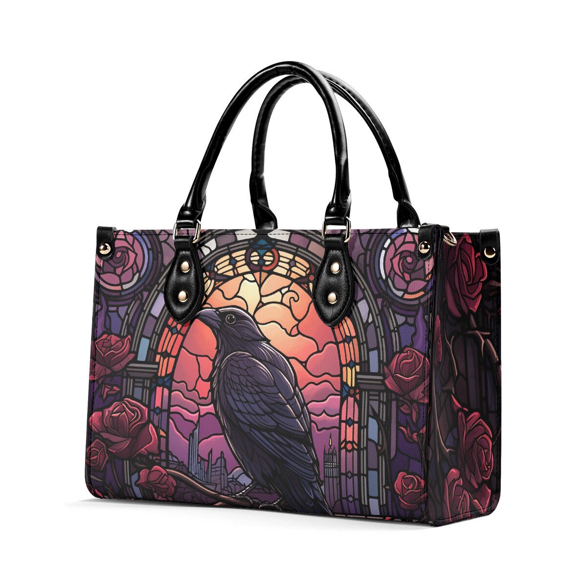 Discover Stained Glass Raven Leather Bag, Unique Gift for Her