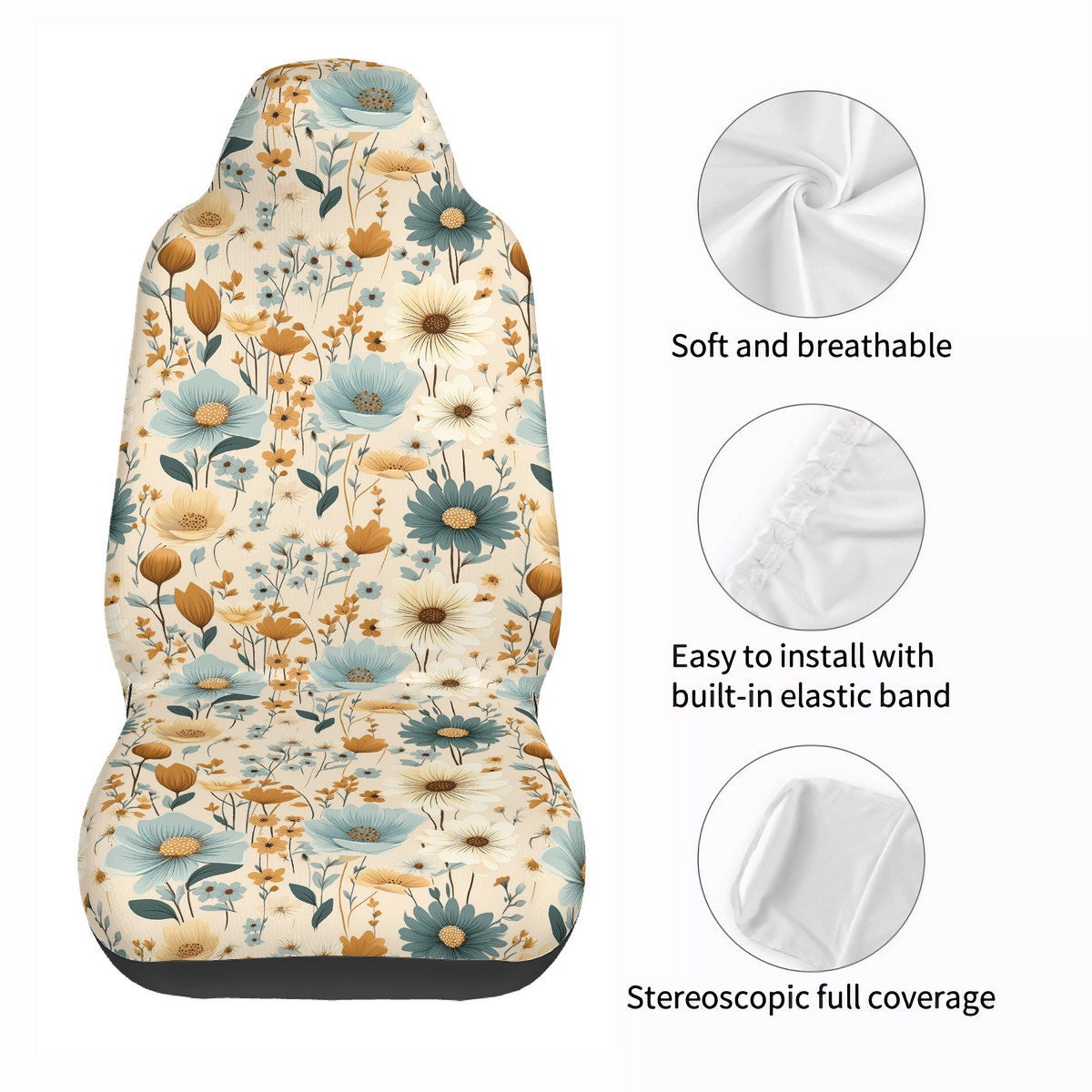 Charming Cottagecore Wildflowers Car Seat Cover