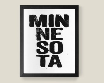 Minnesota Proud - Linocut Print - Hand-Pressed 8x10