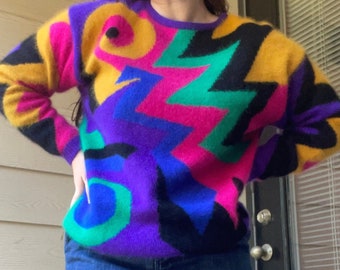 Vintage Rafaella Colorful Sweater, Size M