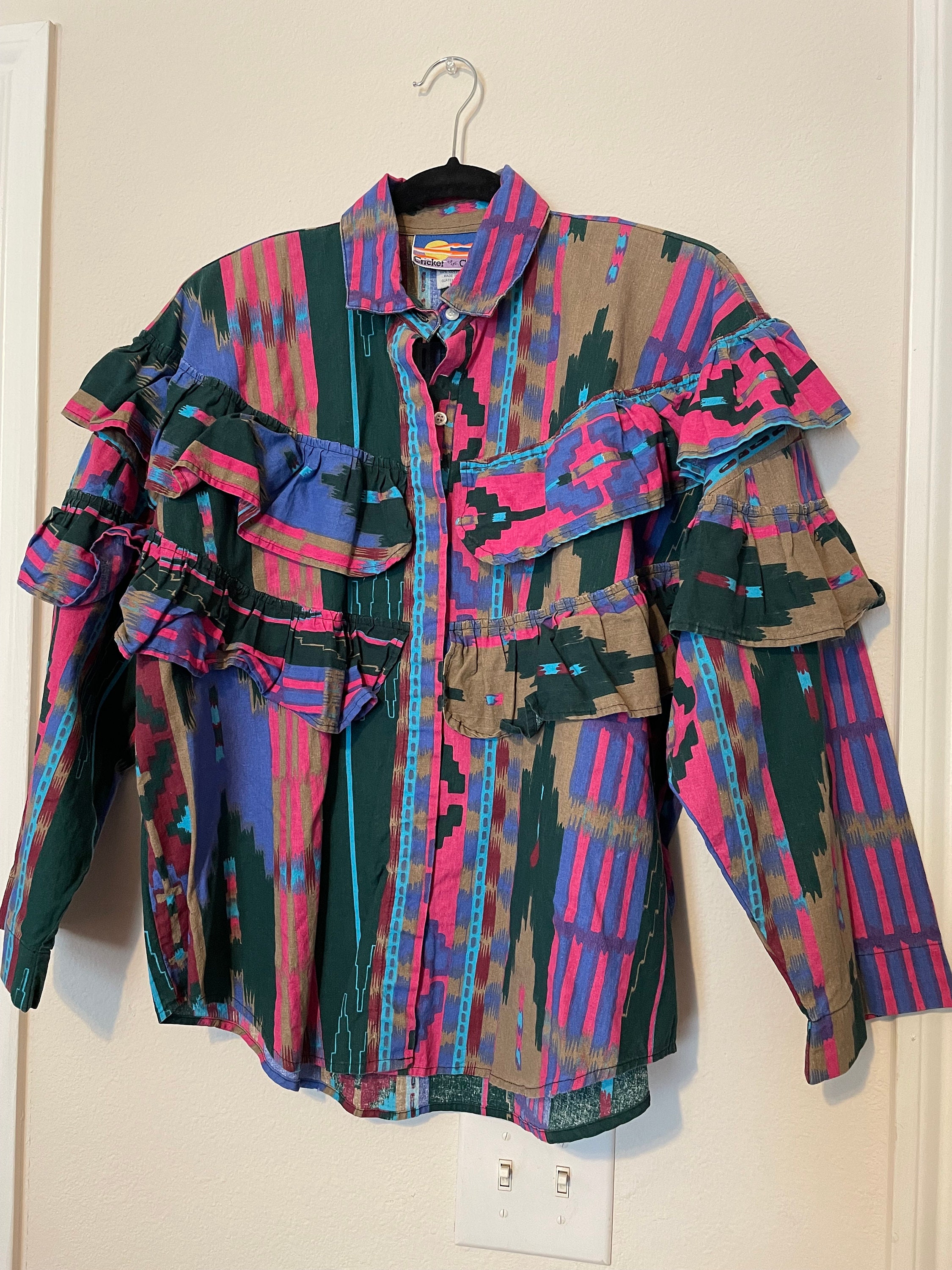 Vintage Women’s Western Blouse, Cricket by the Creek, Size L, 100% Cotton