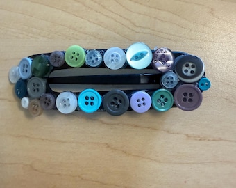 Purple and Green Button Hair Clip- Handmade Hair Accessory