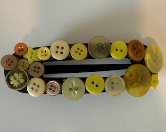 Yellow Button Hair Clip- Handmade Hair Accessory