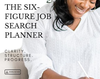 Six-Figure Job Search Planner (Printable PDF) | Application Tracker + Mindset Tools for Women