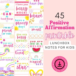 Printable Lunch Notes, Lunch Box Notes, Lunch Box Jokes, Lunch Notes, Affirmation Cards for Kids, Printable Affirmation Cards,Back to School