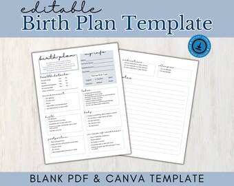Plantilla de Plan de Parto, Planificador de Embarazo, Parto y Nacimiento, Plan de Parto Natural, Doula, Diario de Embarazo, Plan de Parto Visual, Partera, Canva