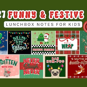Christmas Lunch Box Notes, Christmas Lunchbox Notes, Lunchbox Notes, Lunch Notes, Printable Lunch Notes, Printable Affirmation Cards, Jokes