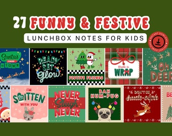 Christmas Lunch Box Notes, Christmas Lunchbox Notes, Lunchbox Notes, Lunch Notes, Printable Lunch Notes, Printable Affirmation Cards, Jokes