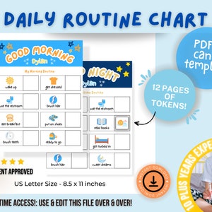 Bedtime Routine Chart, Toddler Routine Chart, Morning Routine, Daily Routine Chart, Kids Daily Checklist, Toddler Reward Chart,Routine Chart