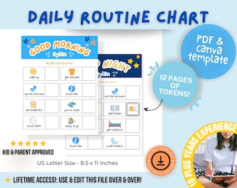 Schlafenszeit-Routine-Diagramm, Kleinkind-Routine-Diagramm, morgendliche Routine, tägliche Routine-Diagramm, tägliche Checkliste für Kinder, Belohnungs-Diagramm für Kleinkinder, Routine-Diagramm