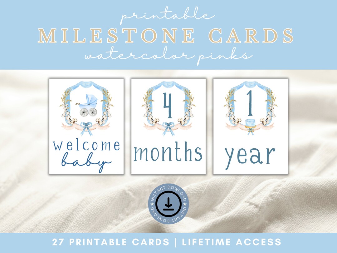 Printable Milestone Cards, Baby Monthly Milestone, Baby Month Cards ...