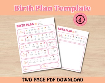 Plan de parto, Plan de parto visual, Plantilla de plan de parto, Plan de parto, Partera, Doula, Lista de verificación del plan de parto, Planificador de embarazo, Póster de parto