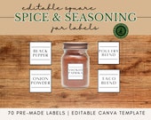 Printable Spice Jar Labels, Printable Spice Labels, Custom Spice Labels, Organization Labels, Kitchen Organization, Printable Kitchen Labels