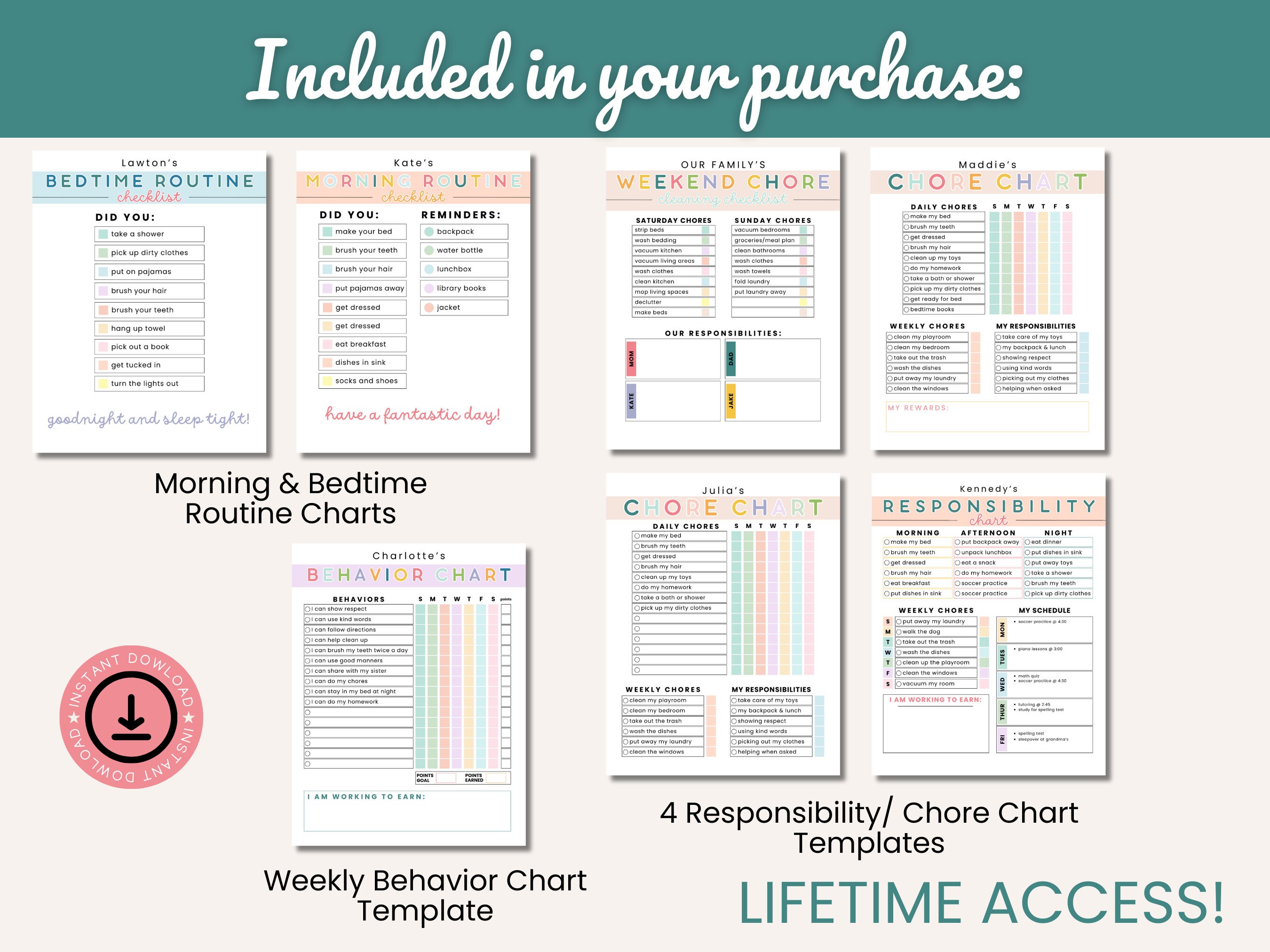 Chore Chart, Family Chore Chart, Responsibility Chart, Routine Chart ...
