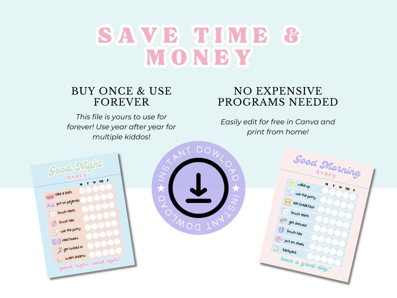 Daily Routine Chart, Morning Routine Chart, Bedtime Routine Chart, Kids ...