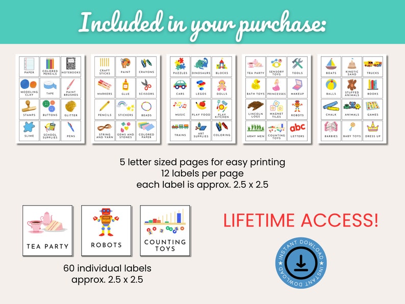 Toy Storage Labels, Organization Labels, Home Organization Labels