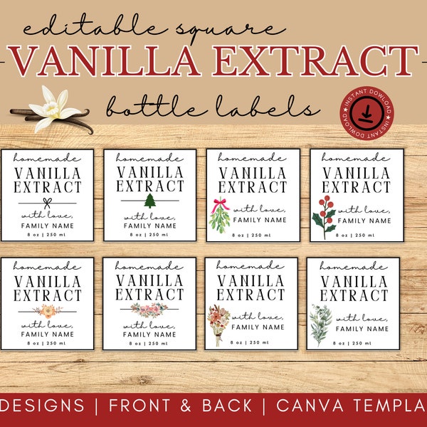 Vanilla Extract, Vanilla Extract Labels, Christmas Jar Labels, Homemade Vanilla, Christmas Tree Labels, Handmade Christmas Gift Tags, Custom