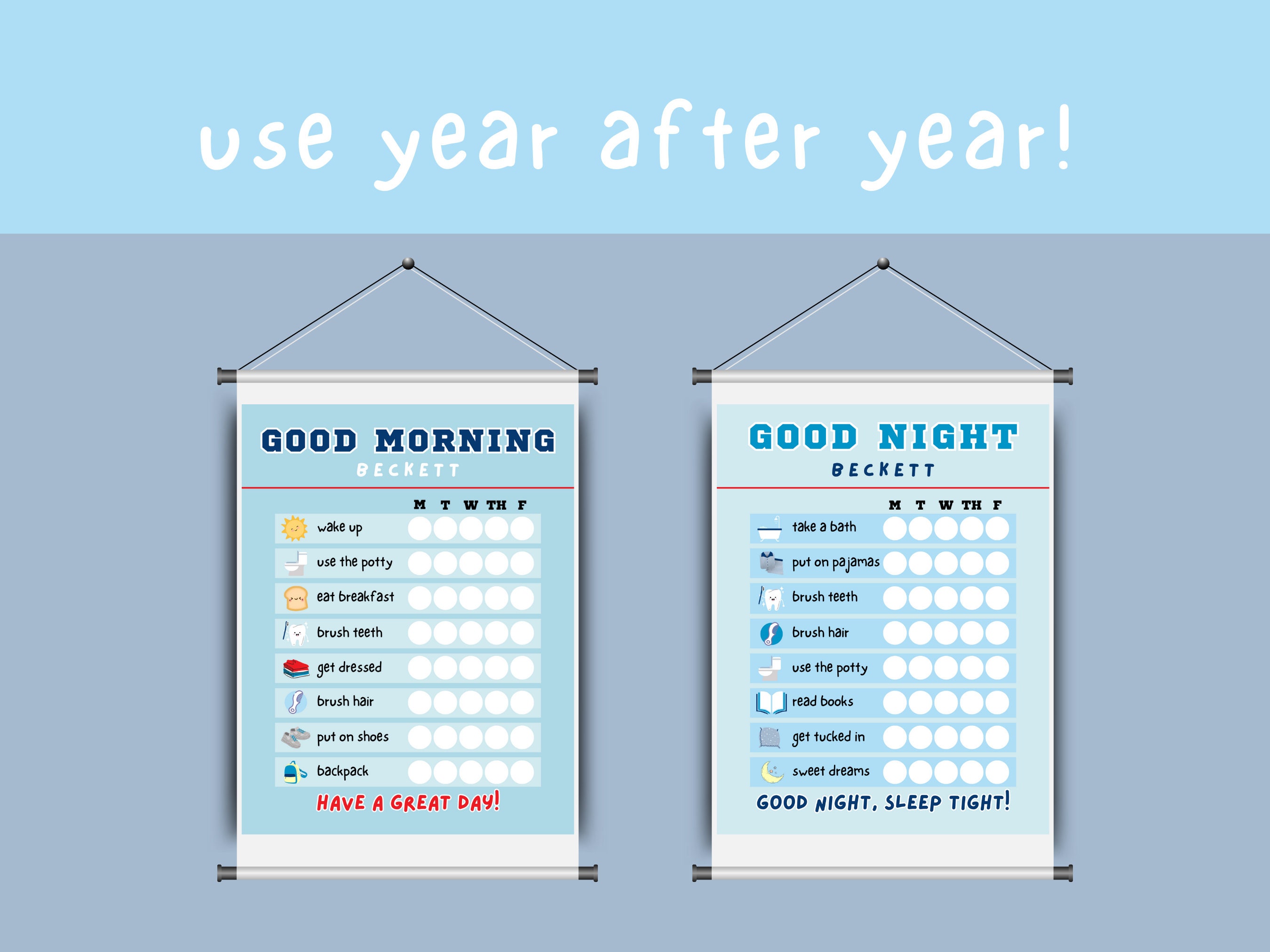 Daily Routine, Bedtime Routine Chart, Morning Routine, Printable Reward ...
