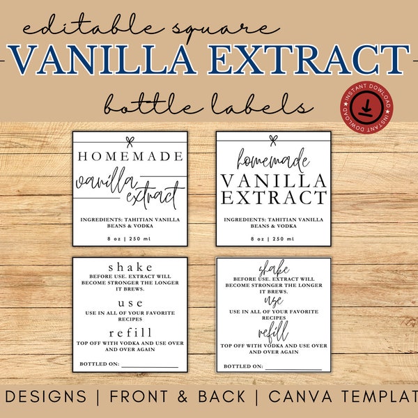 Vanilla Extract Labels, Vanilla Extract, Homemade Vanilla, Tags for Handmade Items, Vanilla Labels, Homemade Vanilla Labels, Wedding Favor