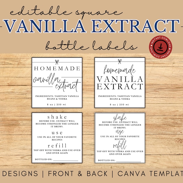 Etiquetas de extracto de vainilla, extracto de vainilla, vainilla casera, etiquetas para artículos hechos a mano, etiquetas de vainilla, etiquetas de vainilla caseras, favor de boda
