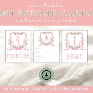 Cartes Jalon, Cartes Jalon Imprimables, Cartes Mois Bébé, Cartes Jalon Bébé Imprimables, Cadeaux Baby Shower, Accessoires photo Bébé, Numérique