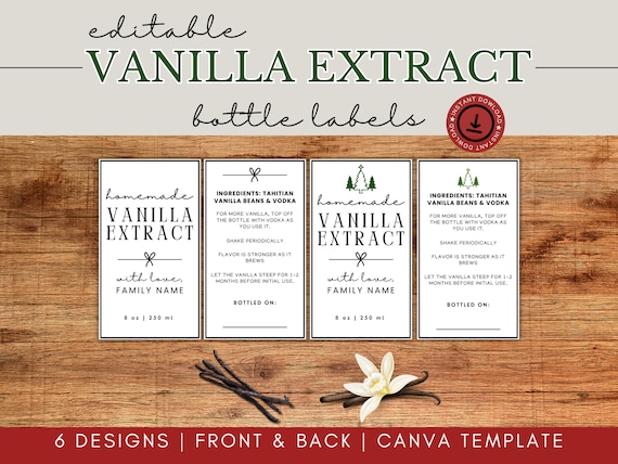 Vanilla Extract Labels, Vanilla Extract, Homemade Vanilla, Christmas Jar Labels, Christmas Tree Labels, Handmade Christmas Gift Tags, Custom
