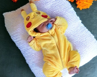 Adorable costume de bébé Pikachu - Costume d'Halloween inspiré de Pokémon pour les nourrissons - Ensemble Pokémon bébé confortable et doux