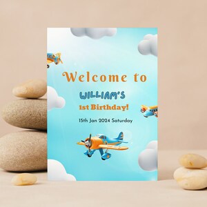 Birthday Party Bundle for Kids Plane Birthday Invite Airplane Invite Party Supply Editable Printable Invite for Boy 1stBirthday Bundle