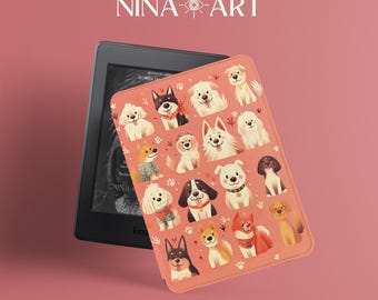 Cute Dogs Kindle Case, Personalized Kindle Paperwhite Case,Kindle Paperwhite 12th gen case, Kindle Colorsoft, kobo case, oasis case